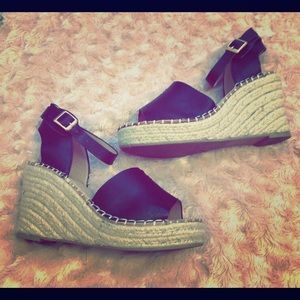 Women’s Black Espadrille Wedges